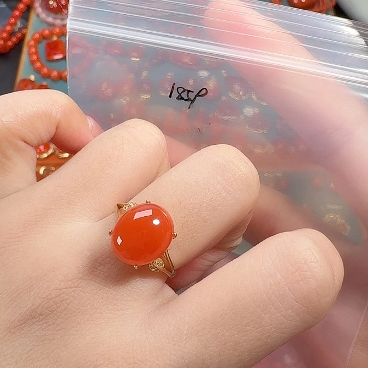 南红玛瑙银S925镶嵌戒指