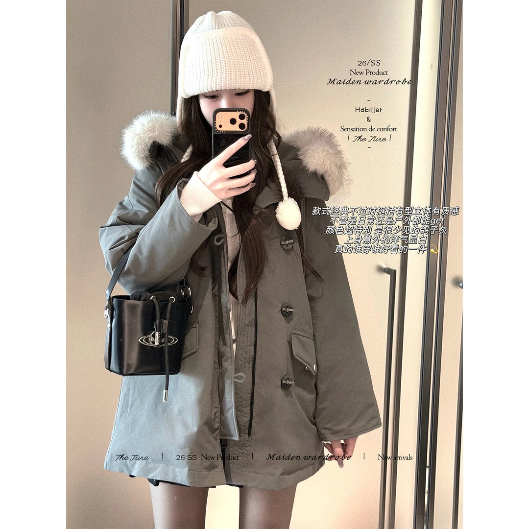 THETURE 灰萌萌羽绒服