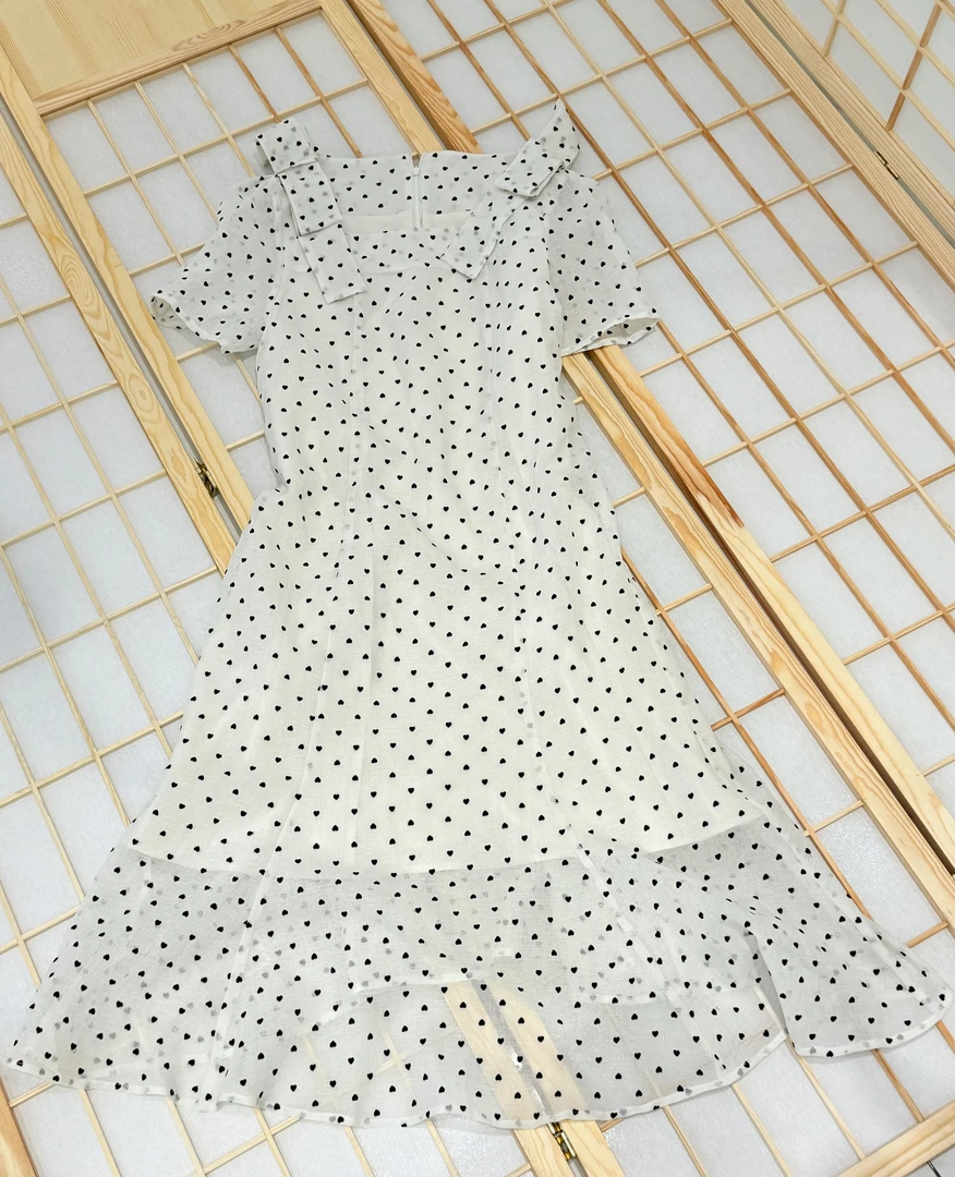 【香香严选】“法式假日”波点网纱连衣裙方领蝴蝶结甜美仙女裙902