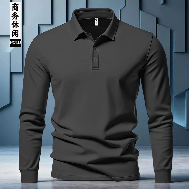 痞帅奢侈品男装商务男款免烫翻领针织百搭polo衫加行政夹克搭配