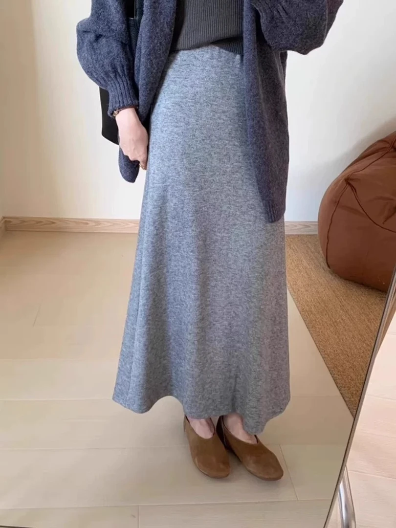 高级感针织鱼尾半身裙女2025秋冬新款法式气质包臀裙长裙（遮腿粗