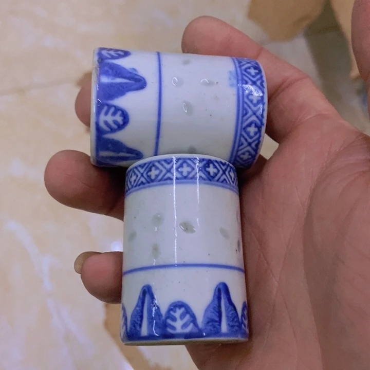 陶景德镇青花玲珑盖置