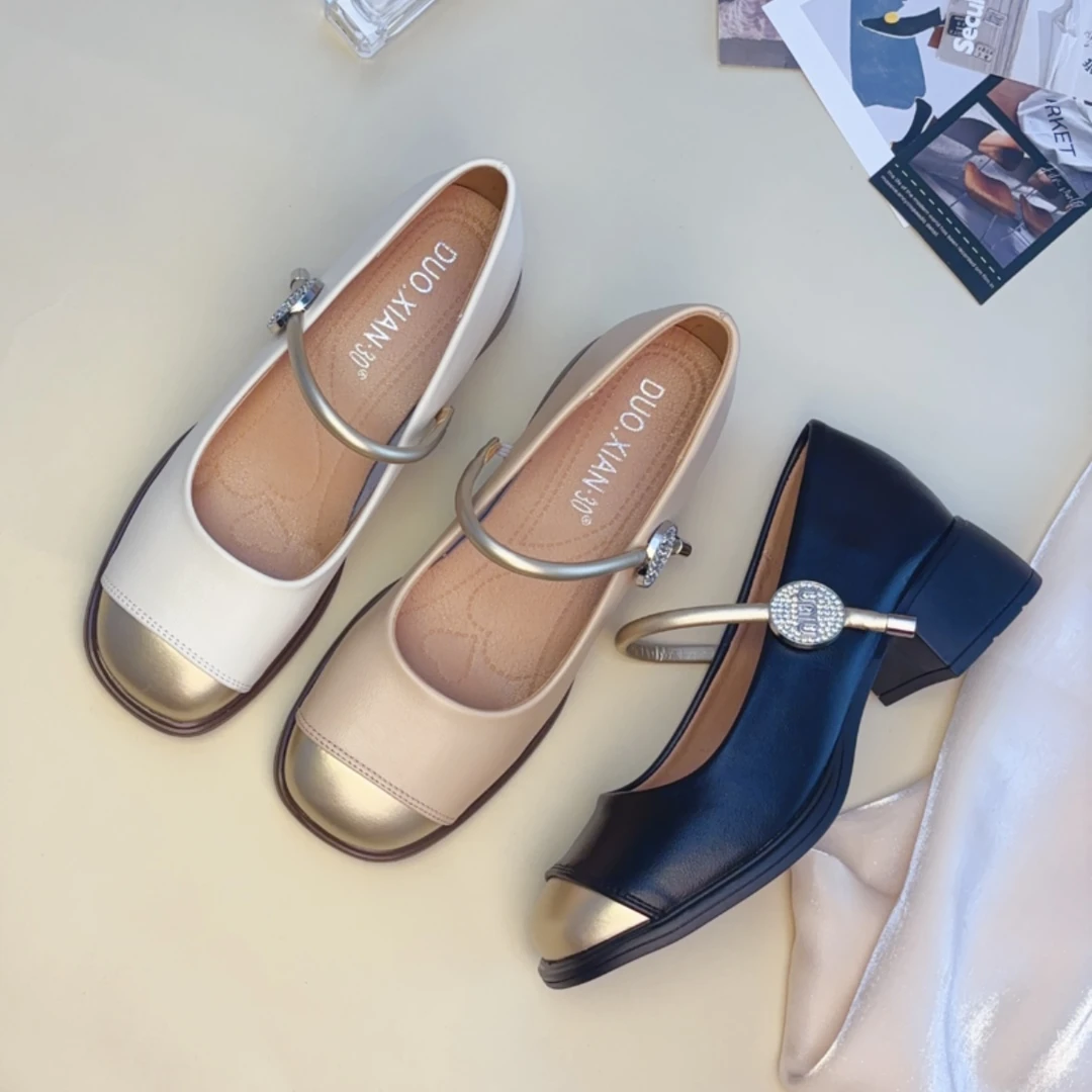 【妮子专属】粗跟玛丽珍鞋女新款夏季法式单鞋一字带2659