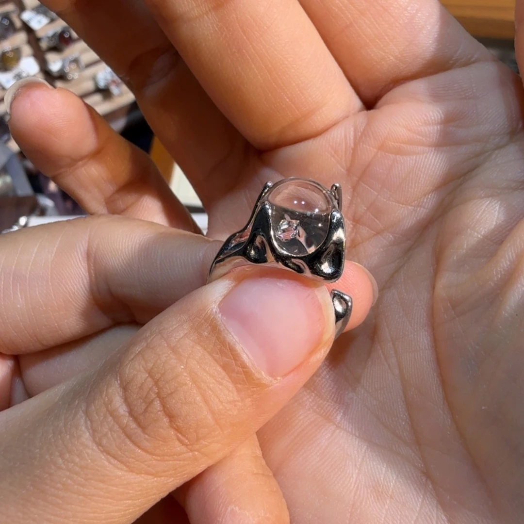 水晶戒指银S925镶嵌丹****主戒指