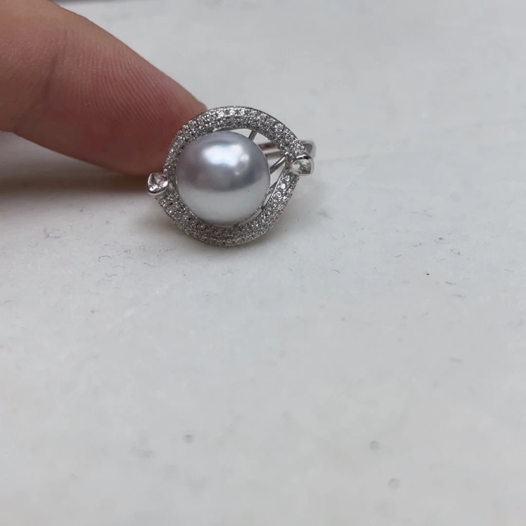 海水珍珠银S925镶嵌戒指