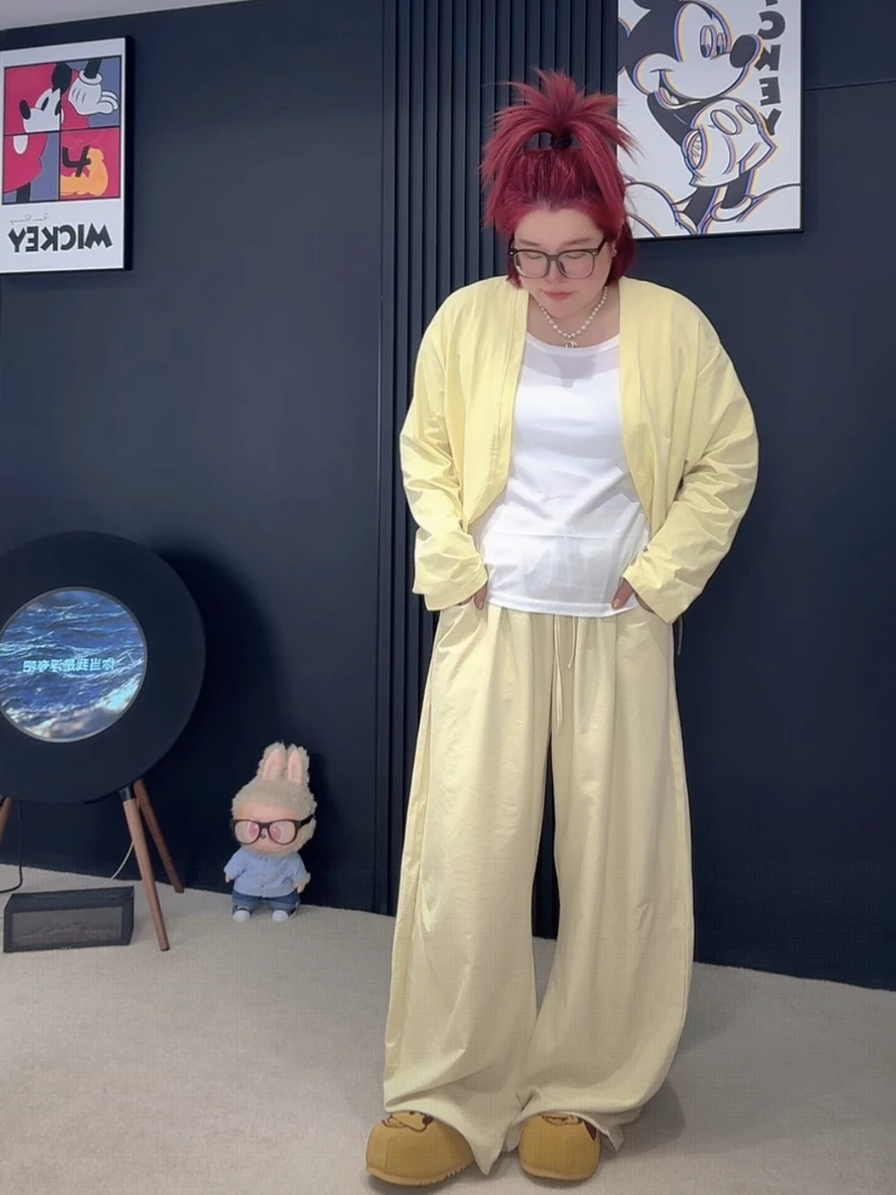 【涵涵家】胖mm夏季显瘦穿搭奶芙弯刀裤+开衫+背心