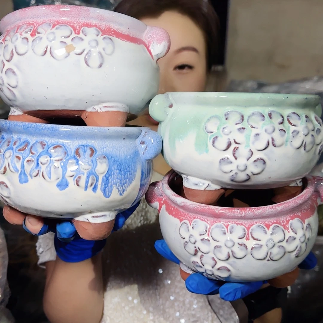 紫砂花盆高10口14