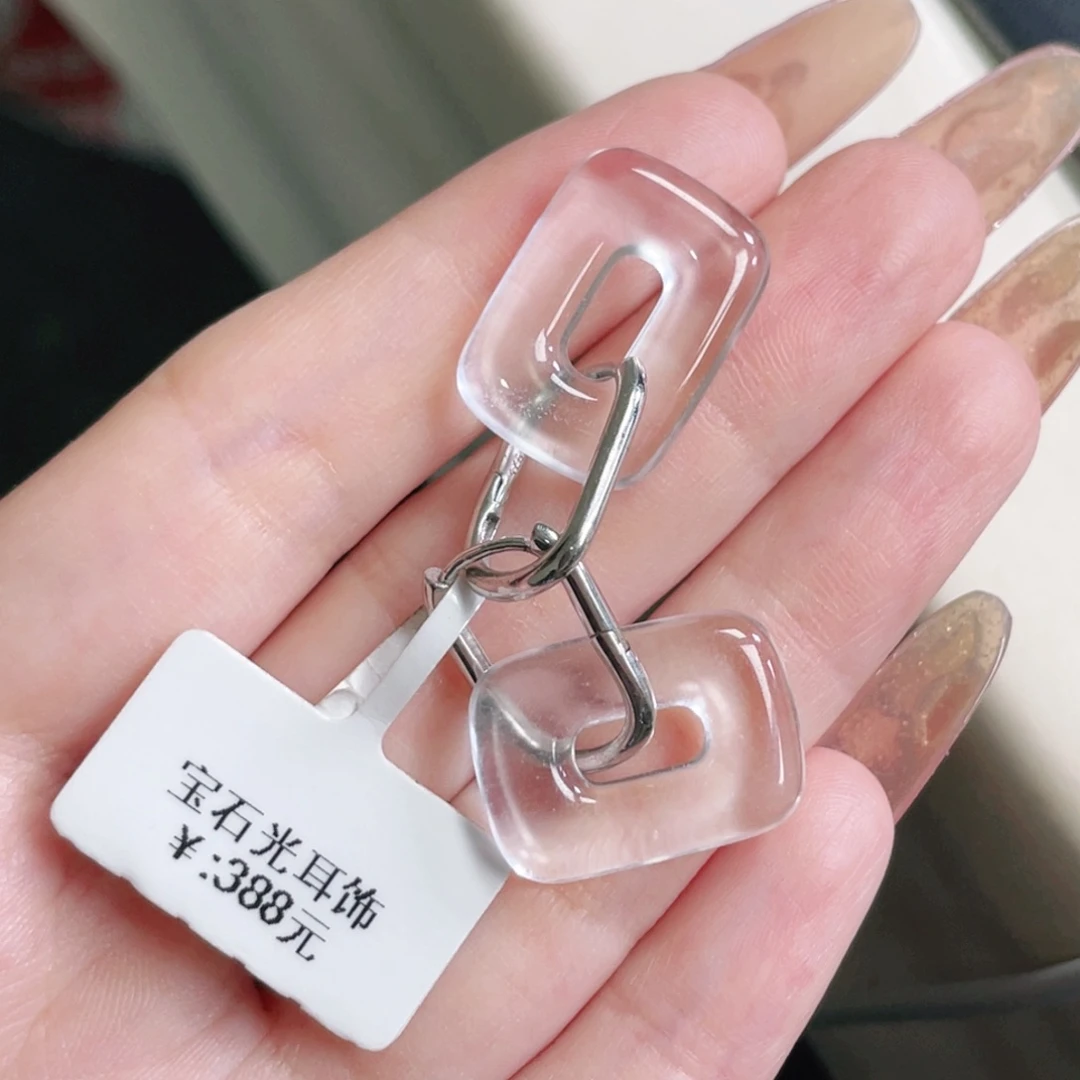未镶嵌石英质玉耳钉宝石光天然石英质玉白冰耳坠