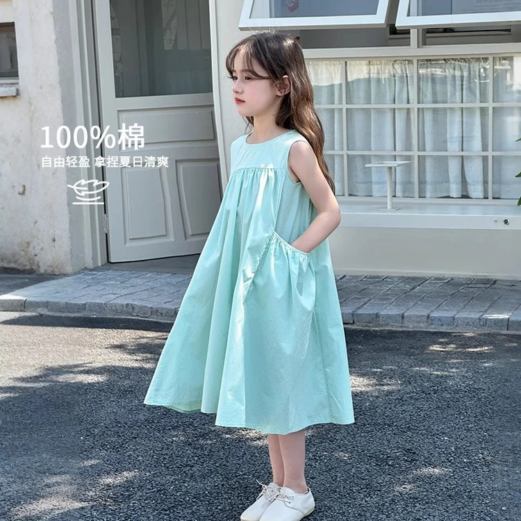 女童连衣裙2025新款儿童夏装背心裙公主裙夏季纯棉裙子