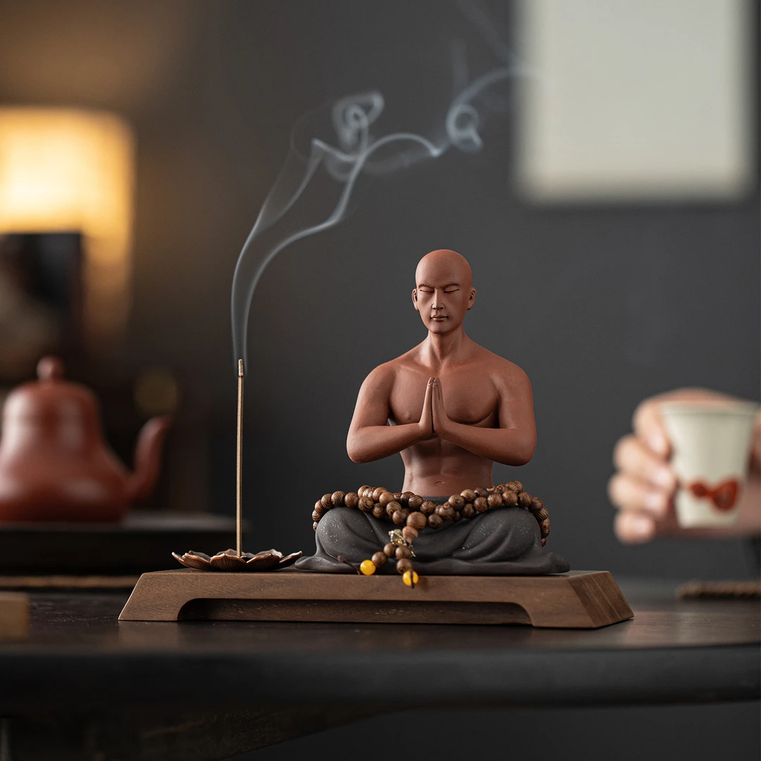 中式禅意紫砂小和尚摆件家居佛系装饰工艺品创意茶室茶桌茶宠摆设