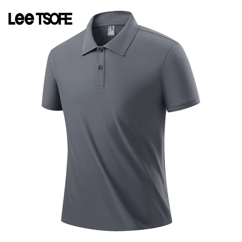 LEE TSOFE正品凉感弹力翻领polo衫高端男士短T恤百搭通勤休闲短袖