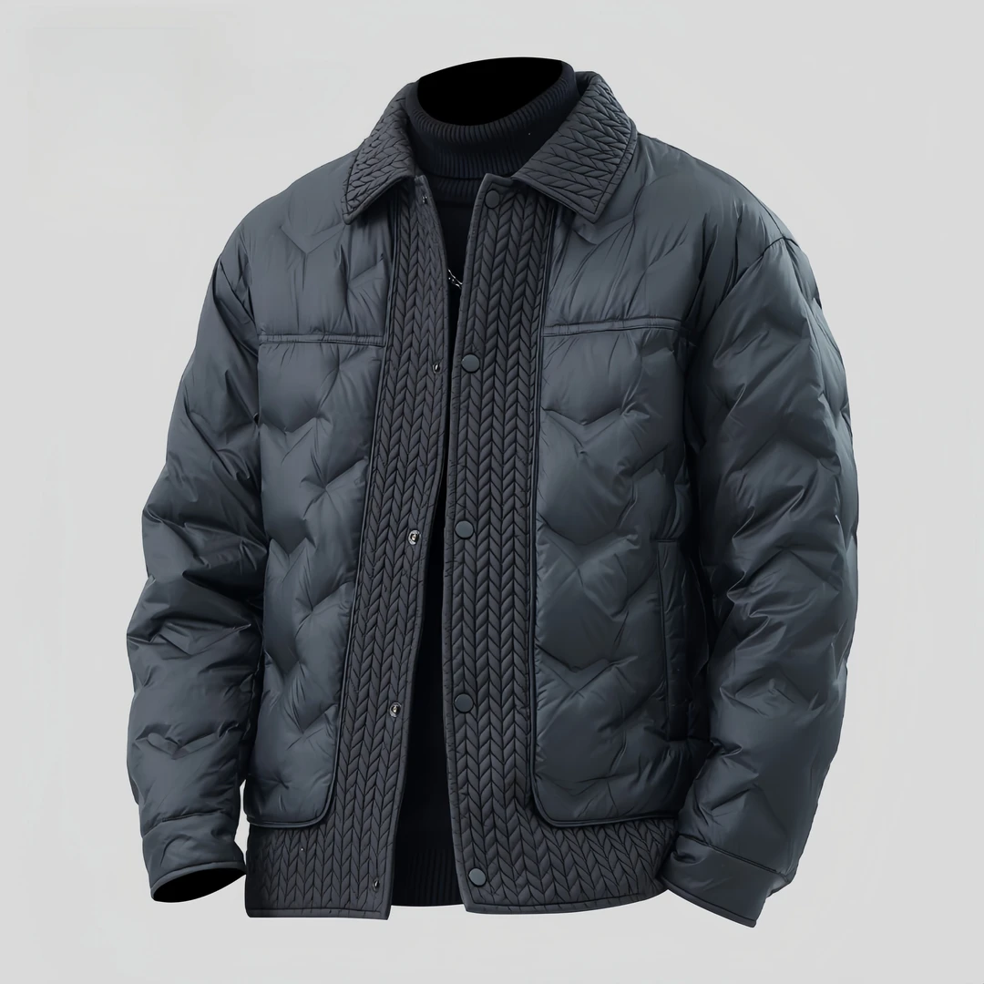 Dai Shu/袋鼠冬季新款麦穗轻薄羽绒服男士翻领休闲保暖白鸭绒外套