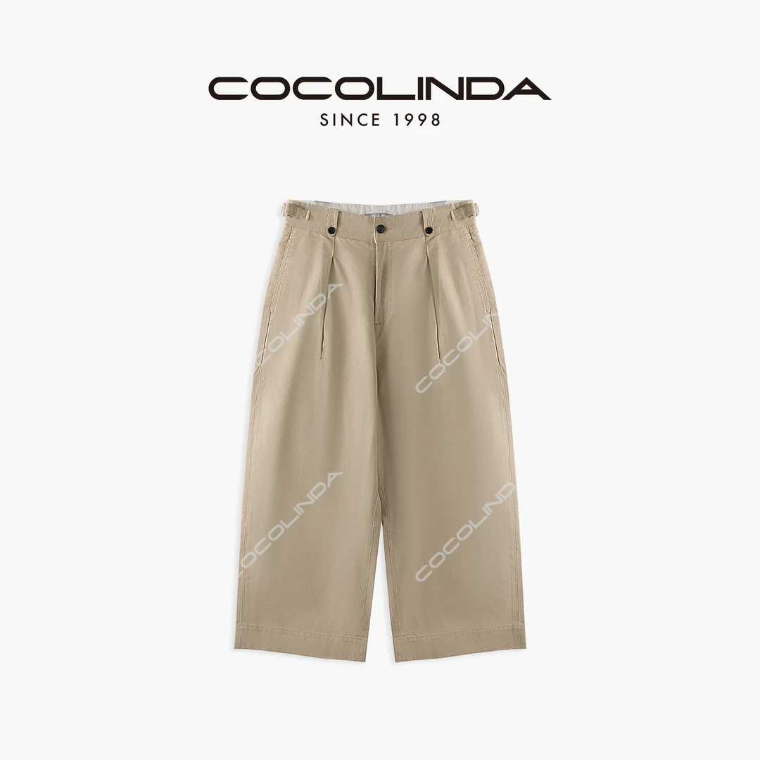 COCOLINDA100%棉九分宽版老钱通勤穿搭阔腿裤P2548
