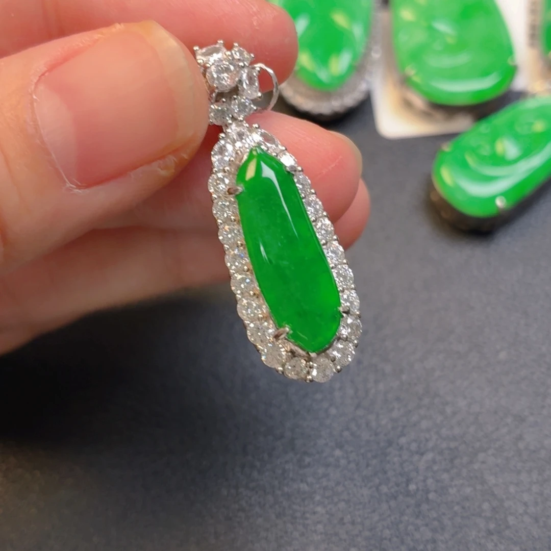 翡翠银S925镶嵌吊坠(不含链)