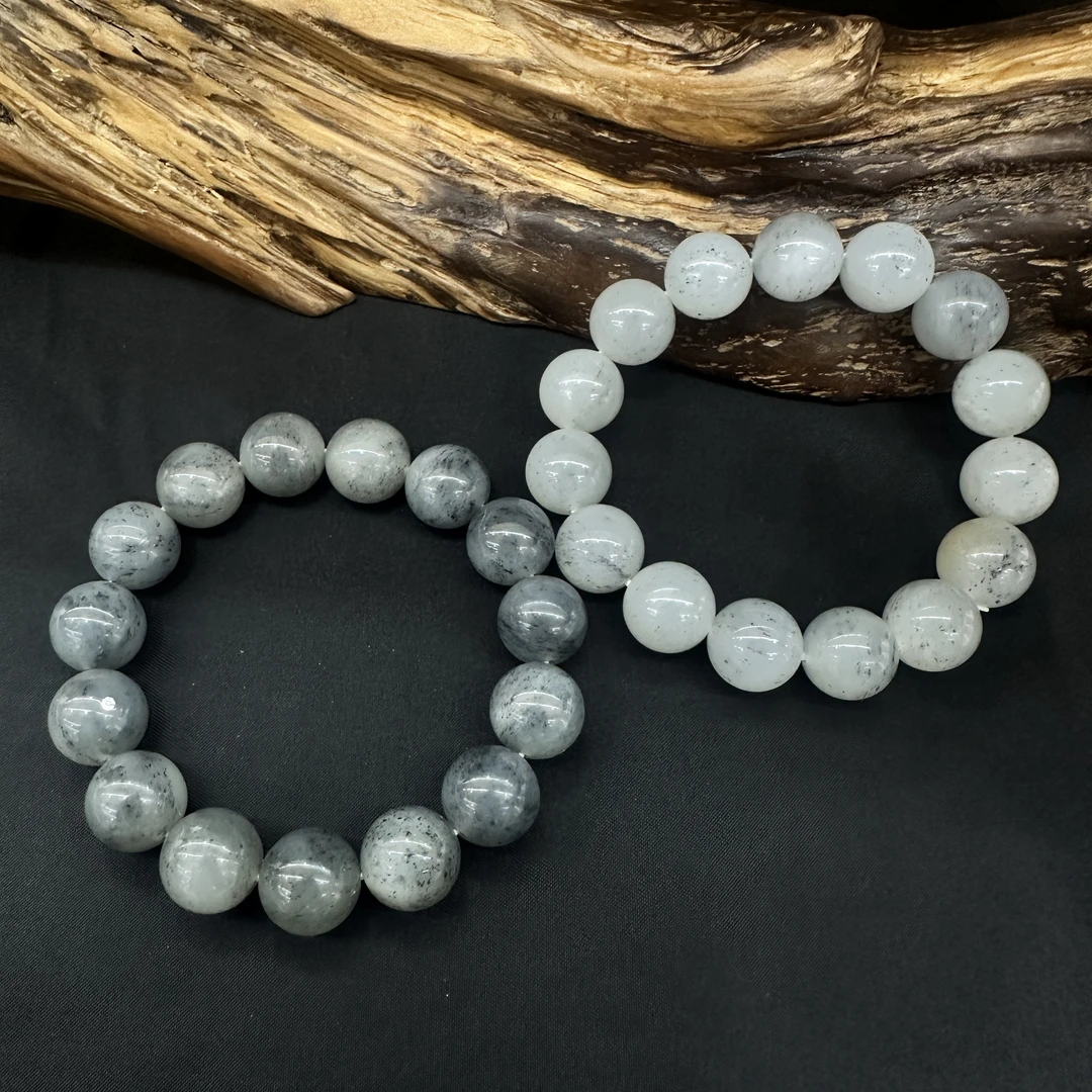 新疆和田玉黑山料卡14圆珠手串 精美 高级珠串 多样性发其一