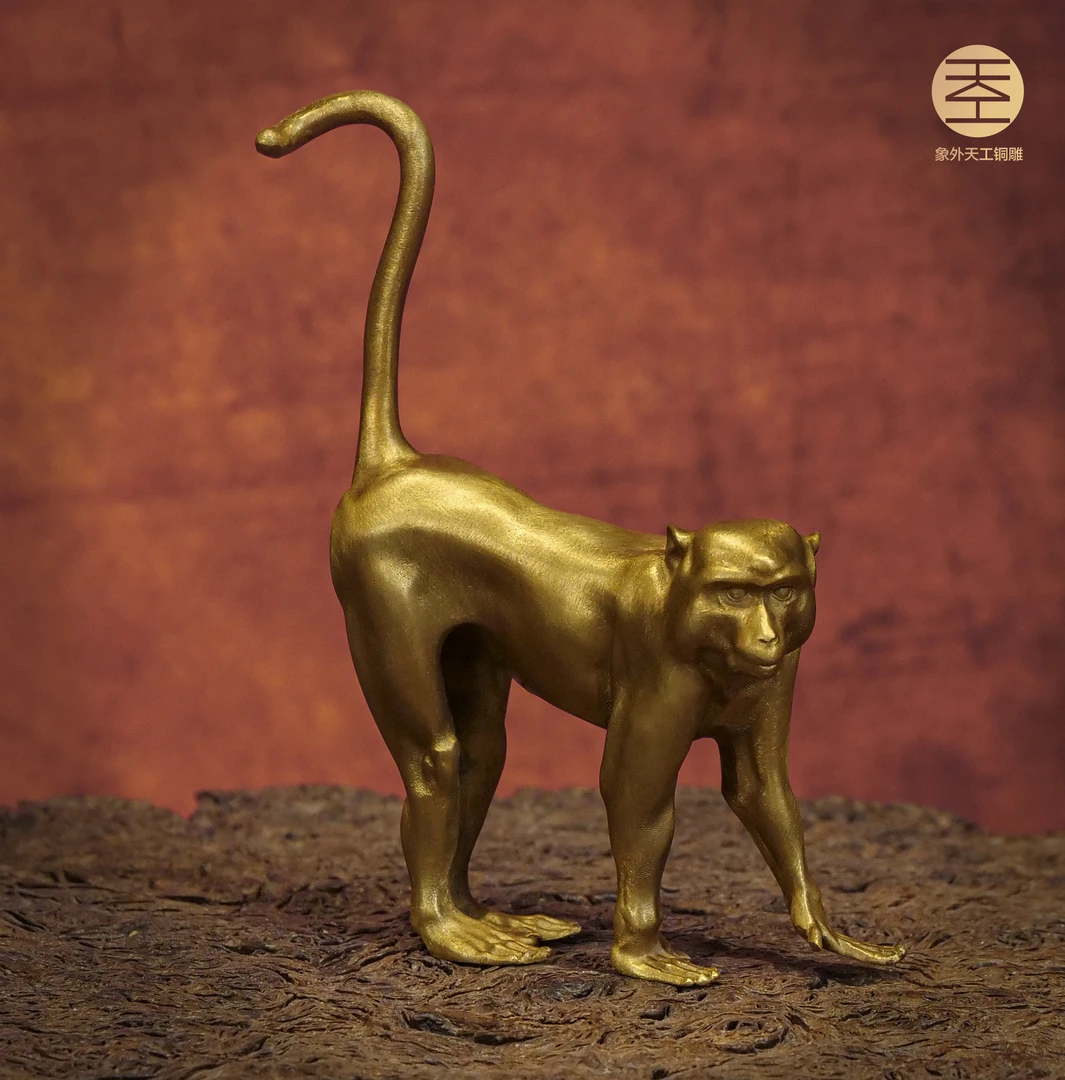 象外天工十二生肖动物悠然猴 创意全铜铜雕 雕塑 摆件 家居 手工