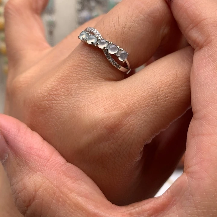 翡翠银S925镶嵌戒指戒指