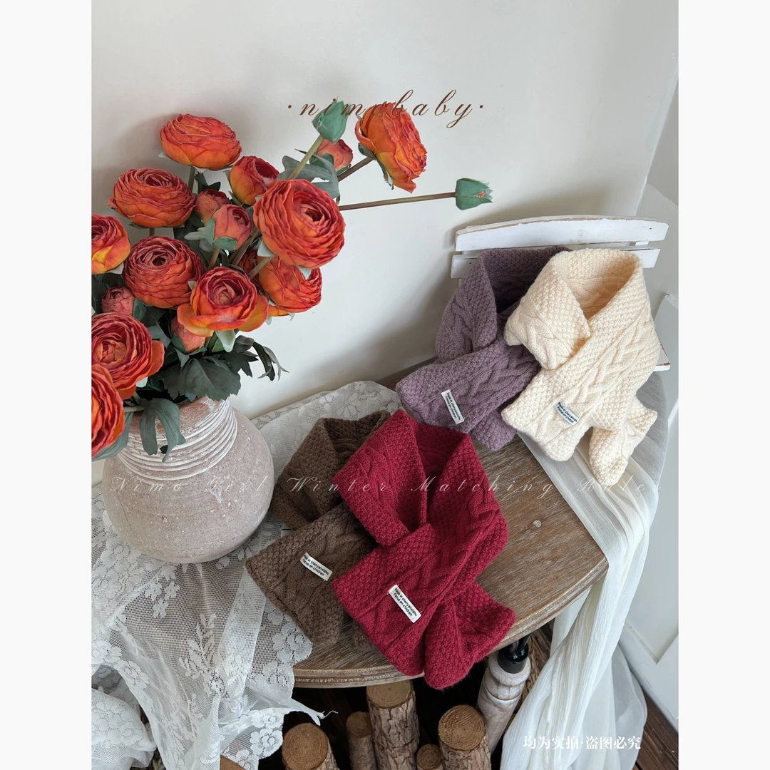 NIMO【芙拉】韩版冬季新款宝宝休闲百搭时尚复古经典款纯色围巾