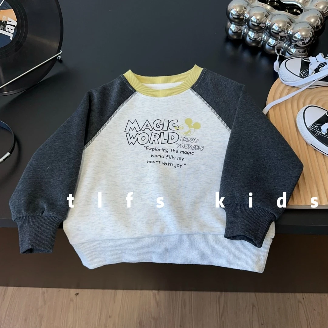 童例「25431小老鼠拼色卫衣」春秋儿童圆领男童女童休闲长袖衫百搭