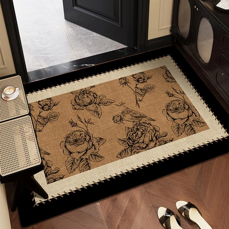 圈绒美式复古入户门地垫家用中古风地毯门垫进门防滑耐脏蹭土脚垫