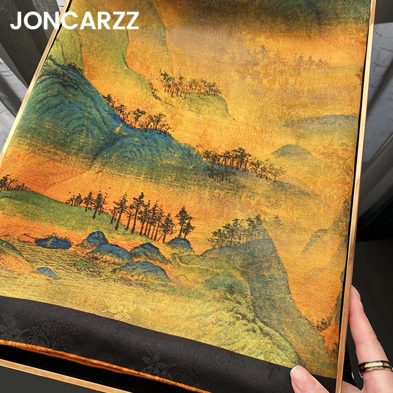 JONCARZZ香云纱丝巾女送长辈大方巾轻奢国风双面真丝披肩礼盒