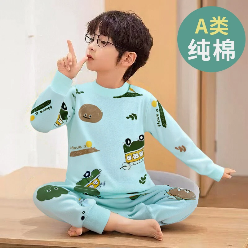 儿童春秋纯棉秋衣秋裤套装中小童全棉宝宝男童冬季睡衣女童家居服