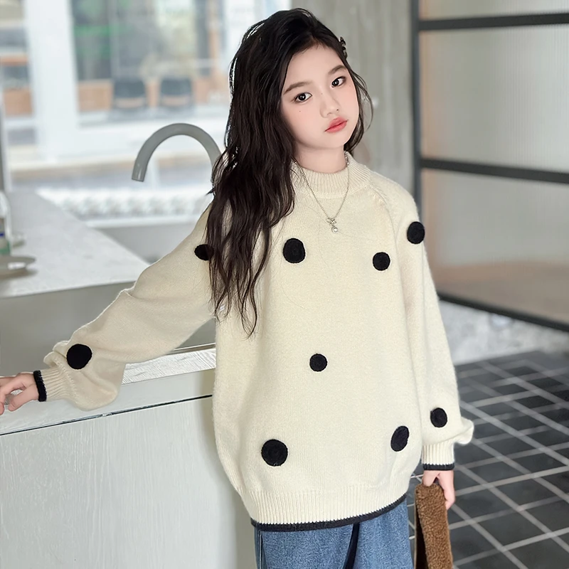 女大童毛衣2025新款儿童冬装洋气加厚初中生女童针织衫线衣秋冬季