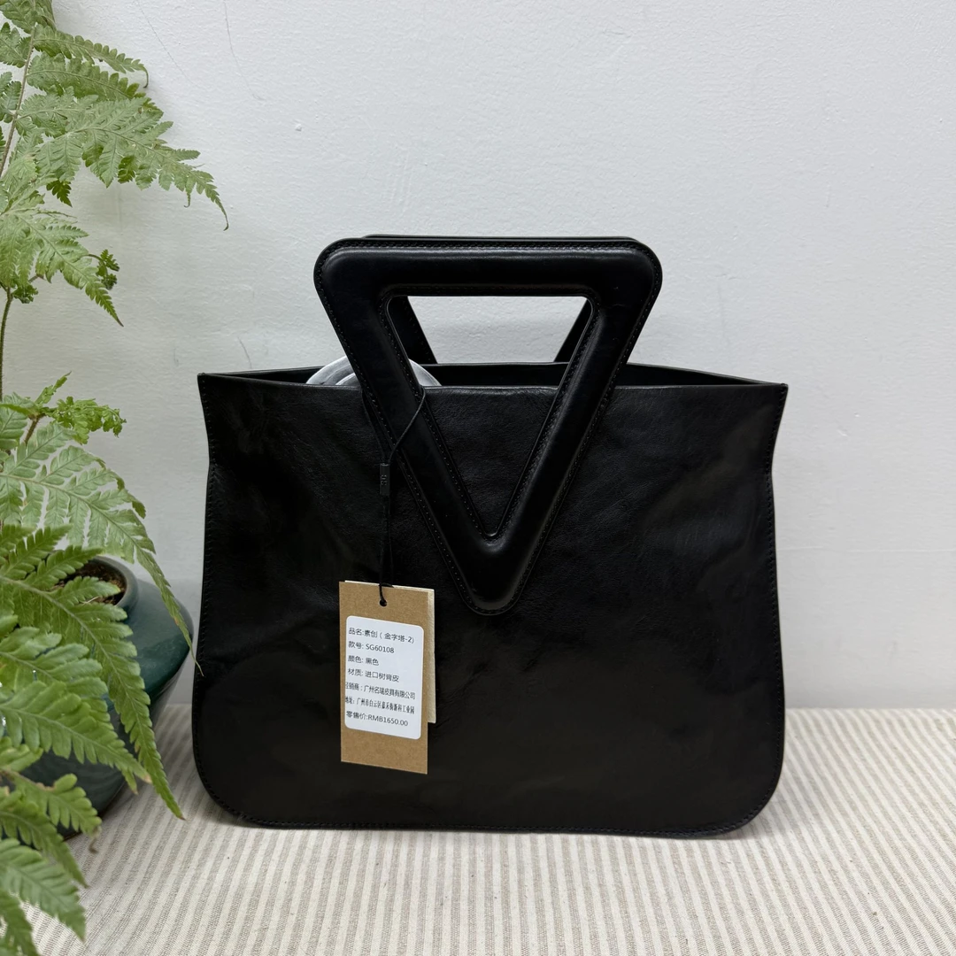 素创【金字塔2-清货】树膏牛皮复古百搭手提斜挎包SG60108