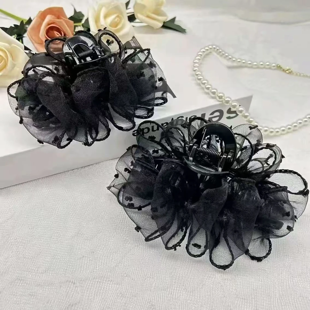 新款黑色超仙泡泡云朵抓夹女夏天气质百搭盘发夹子蓬松时尚鲨鱼夹