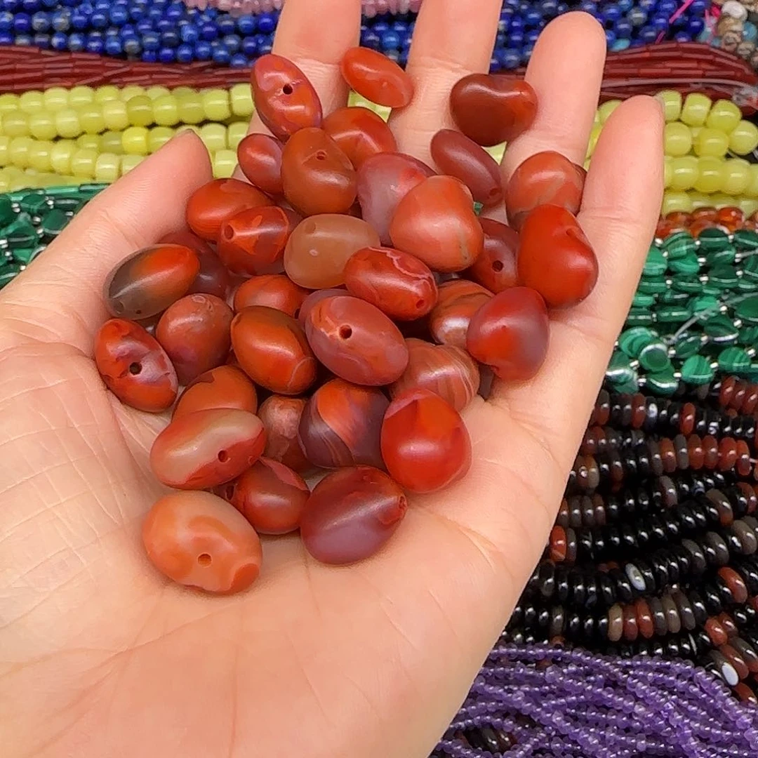 玛瑙/玉髓合金珠宝半成品南红爱心一颗不挑