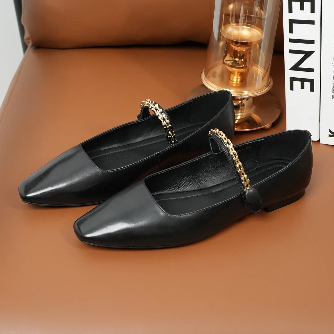 【沐风】女士单鞋百搭气质浅口真皮低跟软底平跟优雅819-1