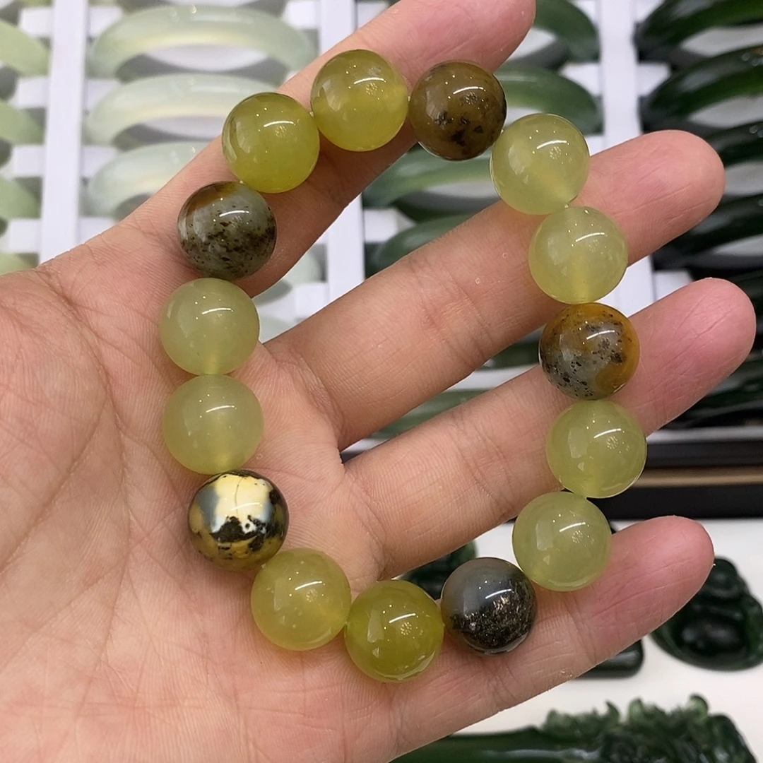 蛇纹石玉未镶嵌手链n14