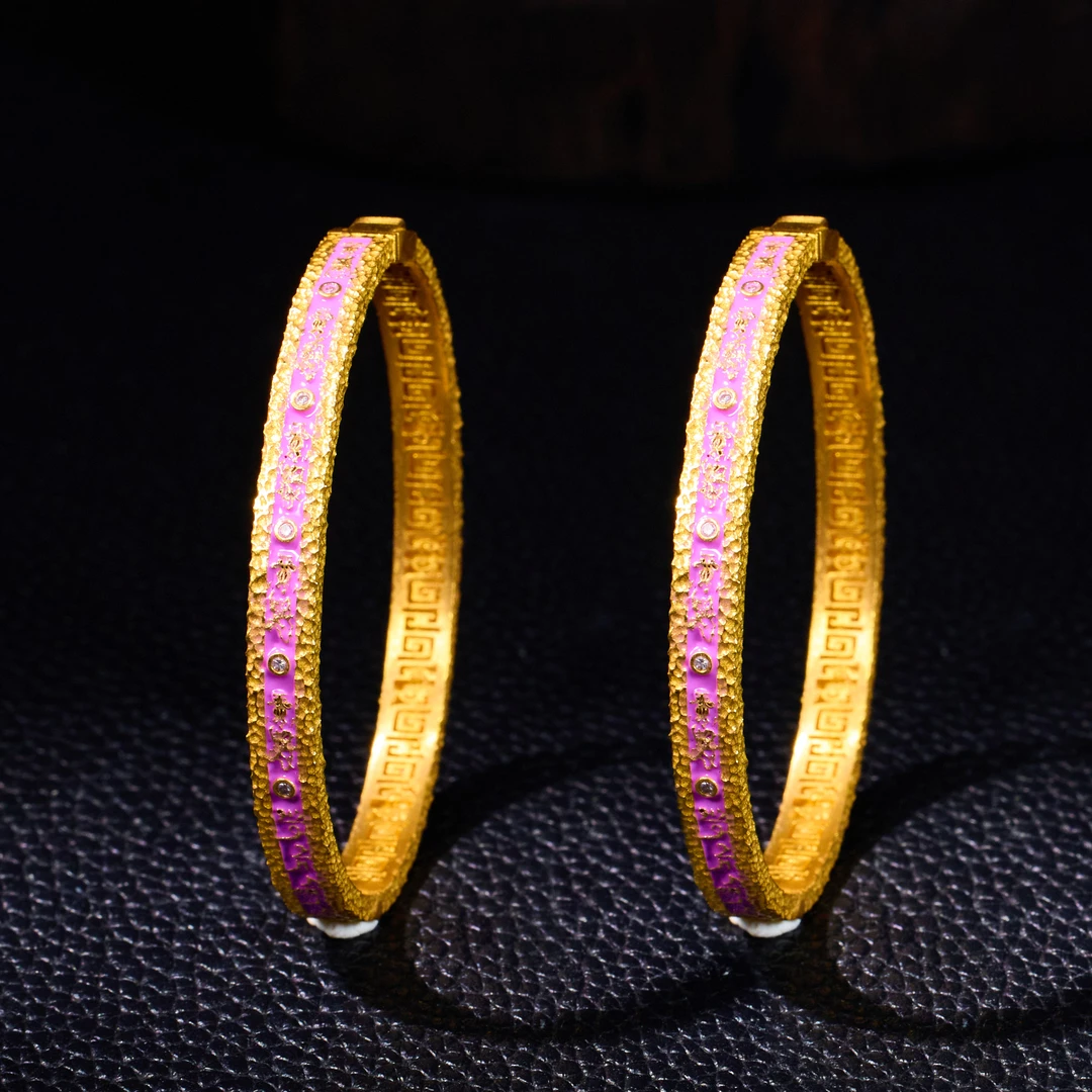 【歪歪】（素金）万愿循回手镯*18K金镶嵌（多样性发一）XB-J5734