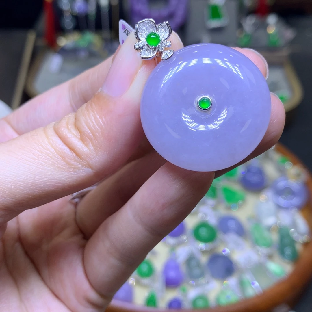 翡翠18K金镶嵌颈饰翡翠吊坠项链