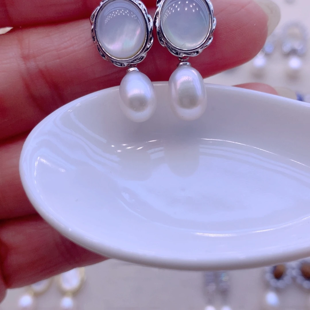 耳饰合金淡水珍珠