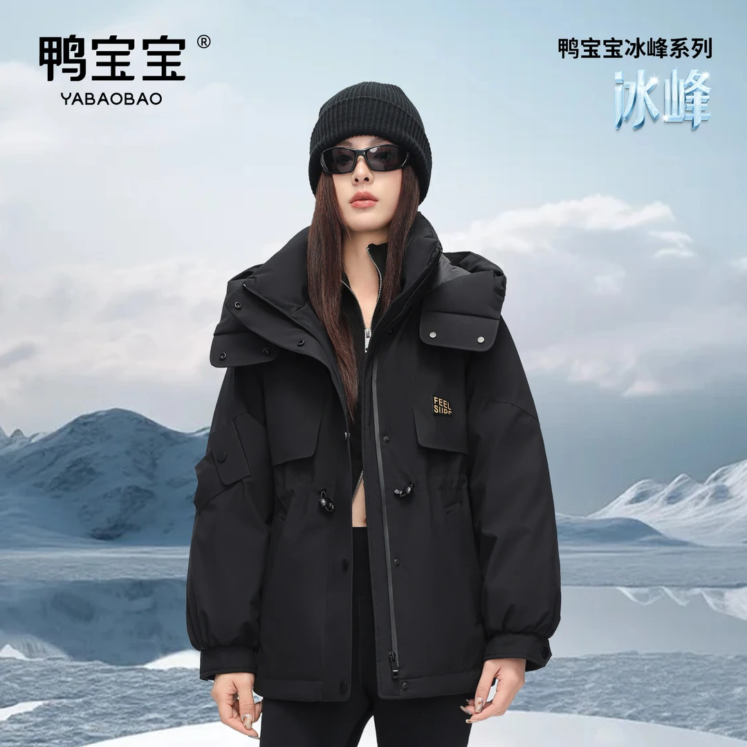 鸭宝宝百搭情侣鹅绒女款冬季时尚冲锋加厚保暖羽绒服