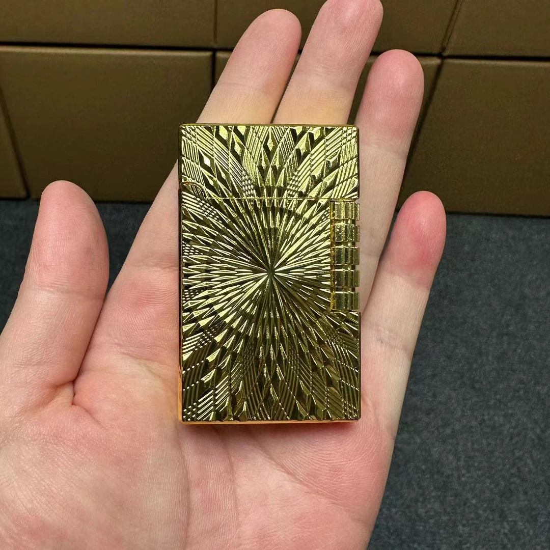 金色太阳花立体浮雕朗声侧打充气打火机