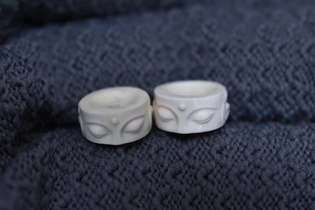 天然保真原色猛犸牙（念）牙芯无相佛隔珠腰珠配珠配饰编码A0428