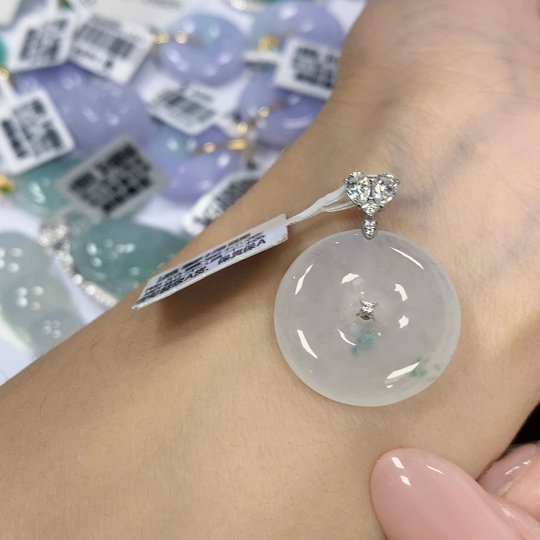 翡翠18K金镶嵌颈饰天然翡翠a货 百元以上9米证书费自理