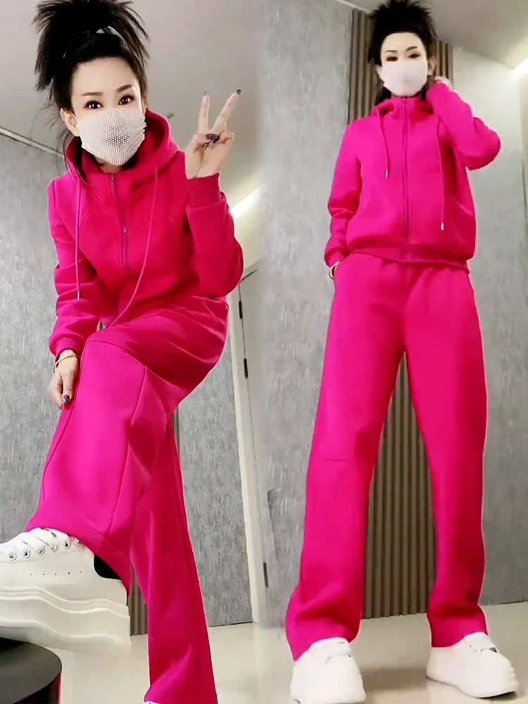 时尚春季休闲套装女2025新款爆款宽松洋气网红减龄显瘦卫衣两件套