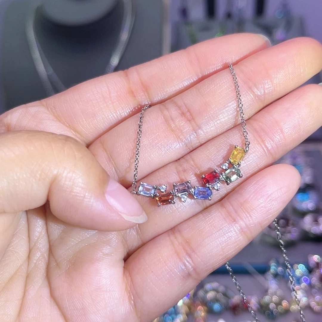 【闪购商品】蓝宝石颈饰银S925镶嵌