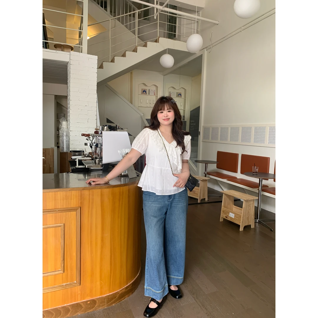 【胶片假日】大头婷微胖春夏牛仔裤高腰显瘦直筒裤长裤