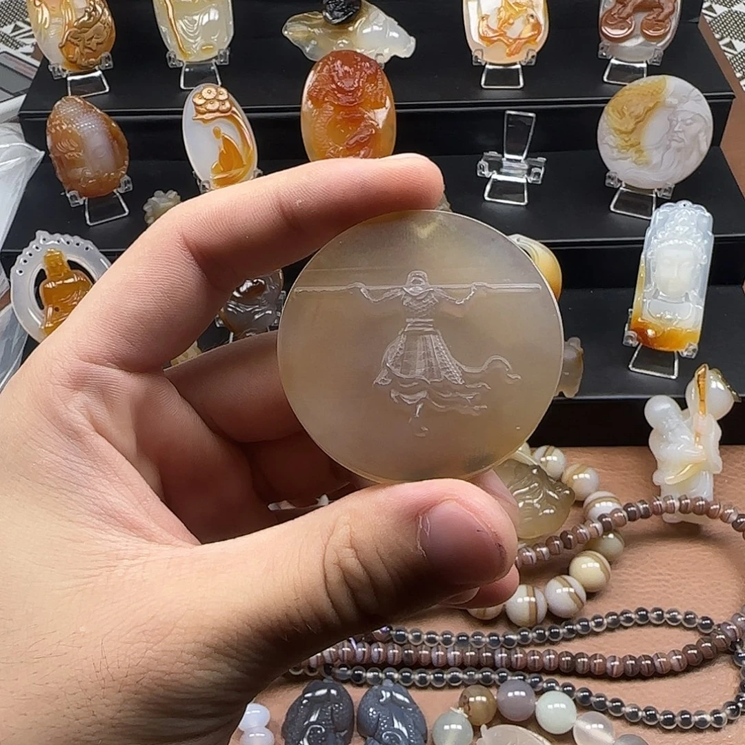 温***玉玛瑙/玉髓未镶嵌吊坠(不含链)