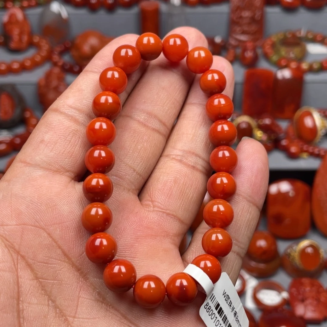 南红玛瑙未镶嵌珠宝奇石单圈8