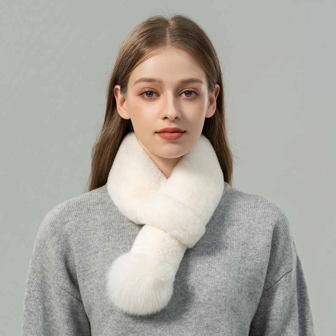 皮草围巾女冬季保暖獭兔毛双面狐狸毛球围脖毛毛围脖兔毛毛绒围巾