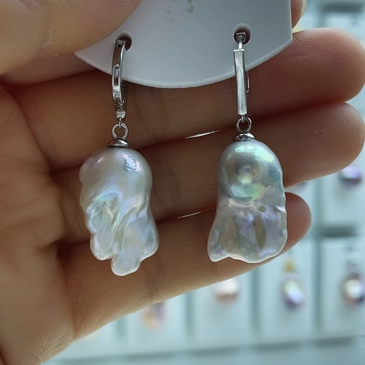 淡水珍珠耳饰银S925镶嵌