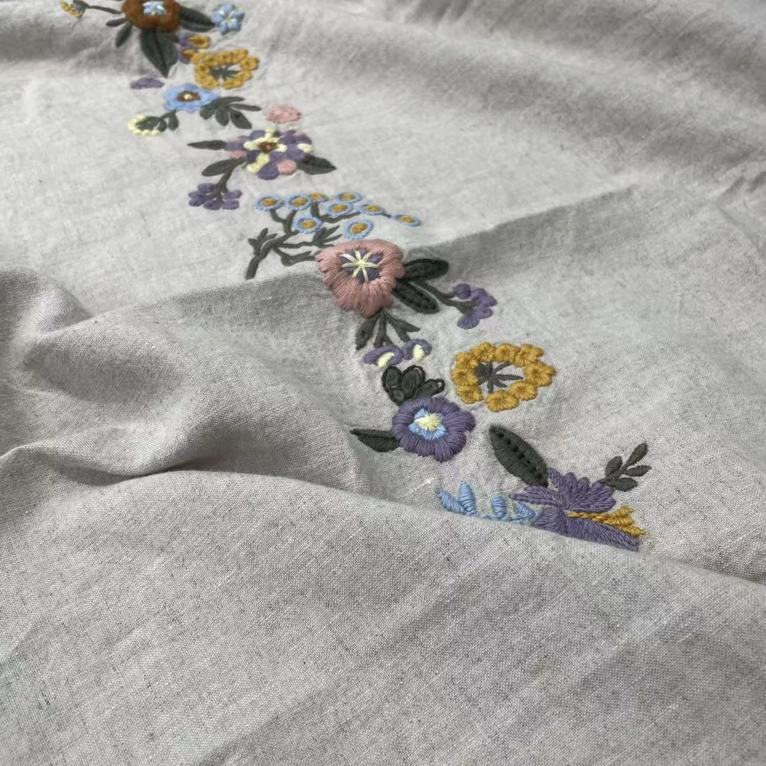 [漫步花庭]11支高档汉麻雨露刺绣床单干爽透气三件套