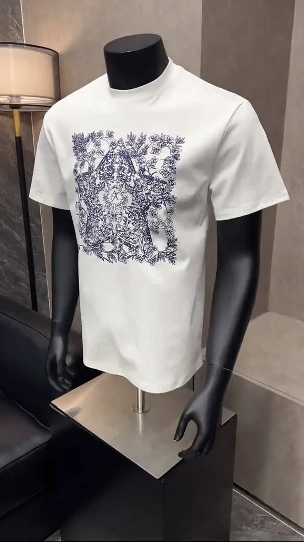 时尚春夏季新款男士高级潮牌短袖帅气青年ins品质轻奢纯棉T恤上衣