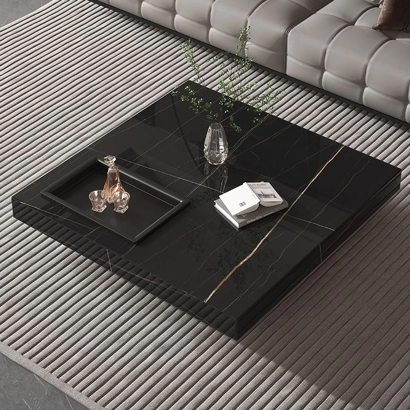 2025新款正方形方形岩板茶几轻奢现代客厅家用小户型简约高级新款