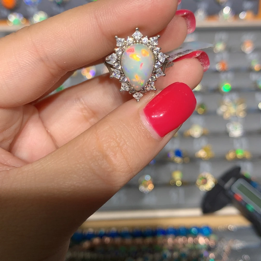 银S925镶嵌欧泊欧泊戒指l